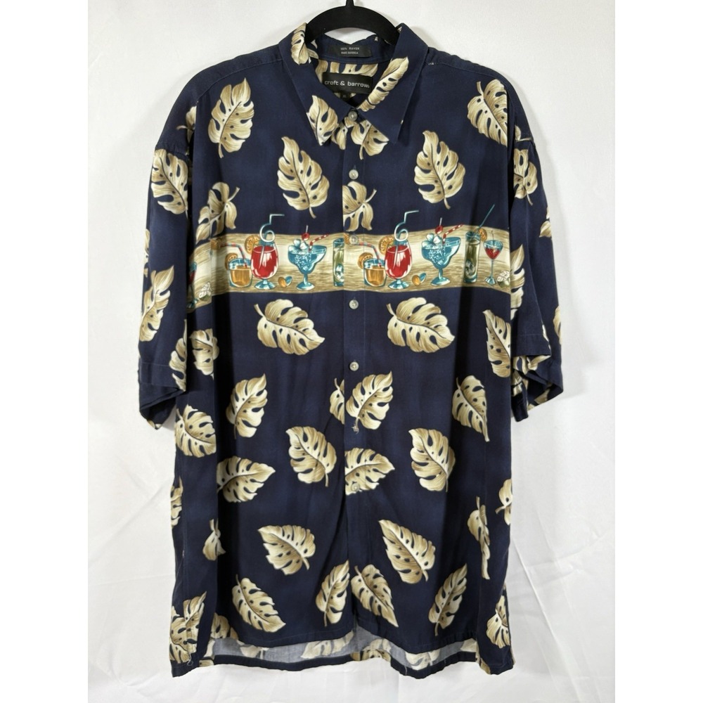 Croft & barrow shirt size XL cocktail theme short sleeve button up rayon